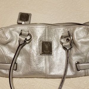 Tignanello Silver Leather Ladies hand bag